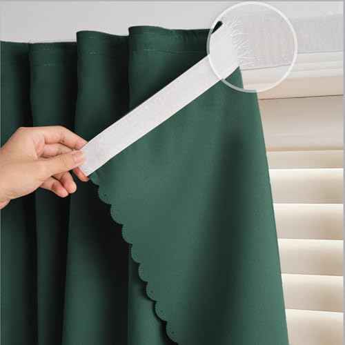 Self Adhesive Curtains (35"W x 59"L (Pack of 2) / Dark Green)