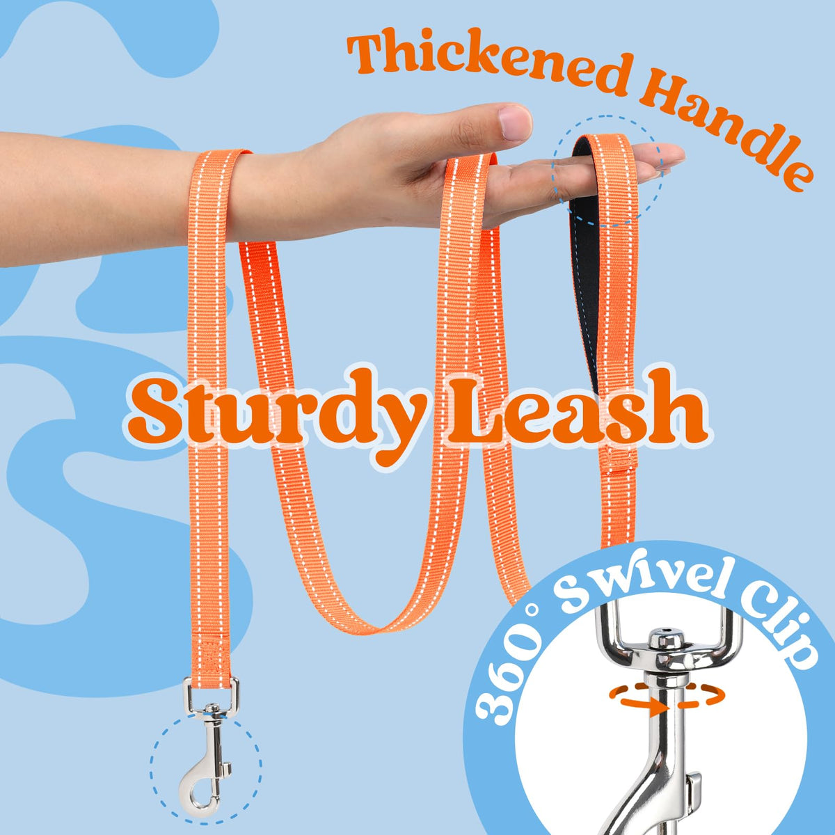 Dog Harness Small Sized and Leash Set (Blue & Orange / S (Chest: 15.1"-16.5"))