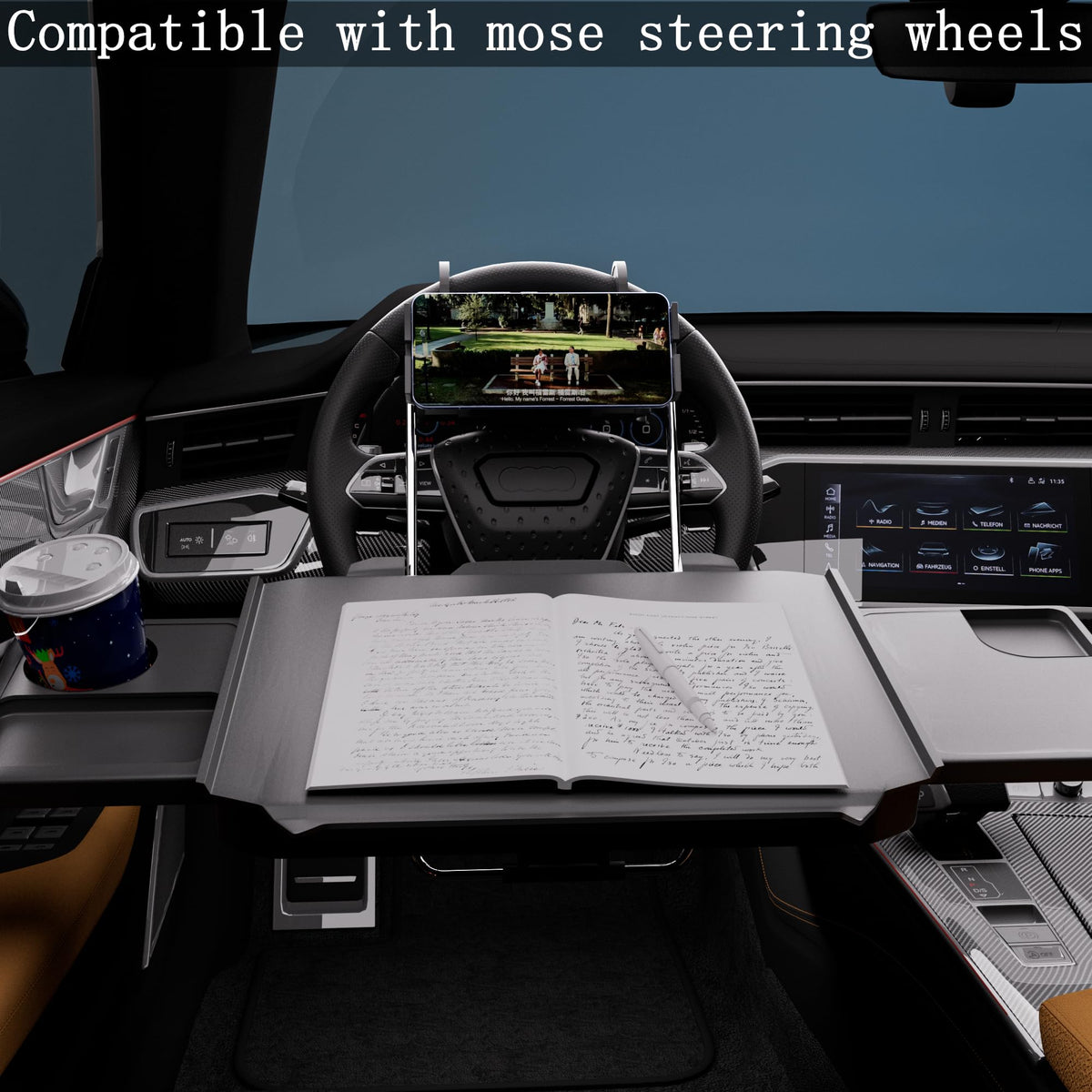 2-in-1 Large Car Steering Wheel Tray (Large)