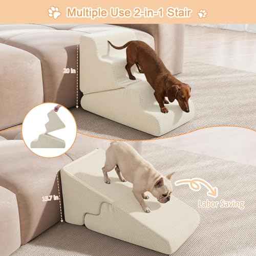 Dog Ramp for Bed (Beige / Standard 4 Step)