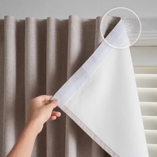 100% Blackout Stick on Self Stick Curtains (Light Coffee / 46"W x 72"H)