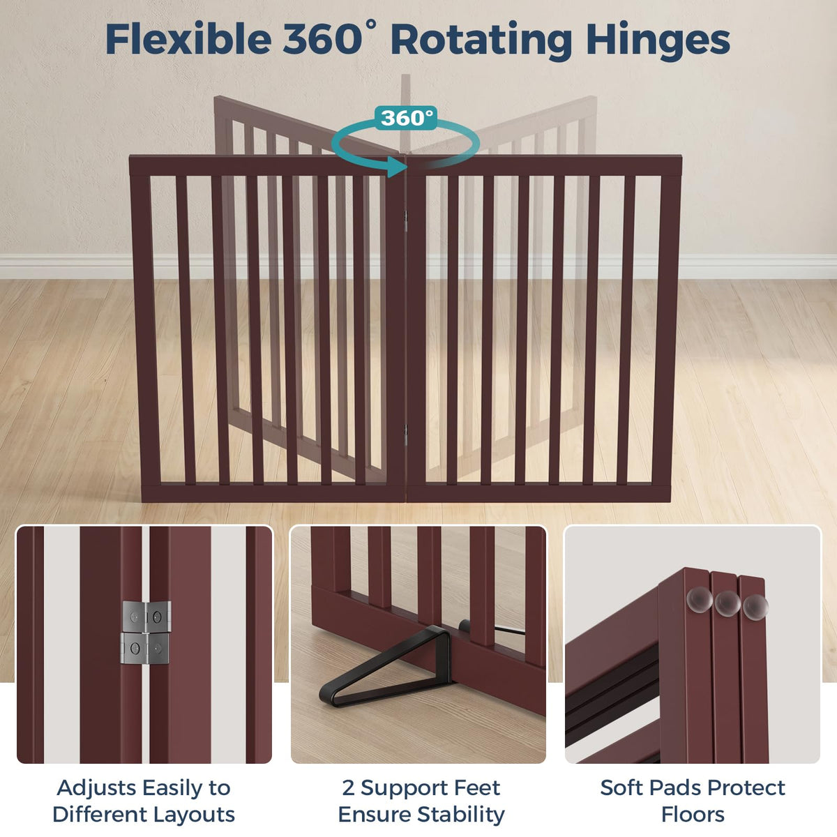 Dog Gate Indoor (Espresso / 56"Wx24"H, 3-Panel)
