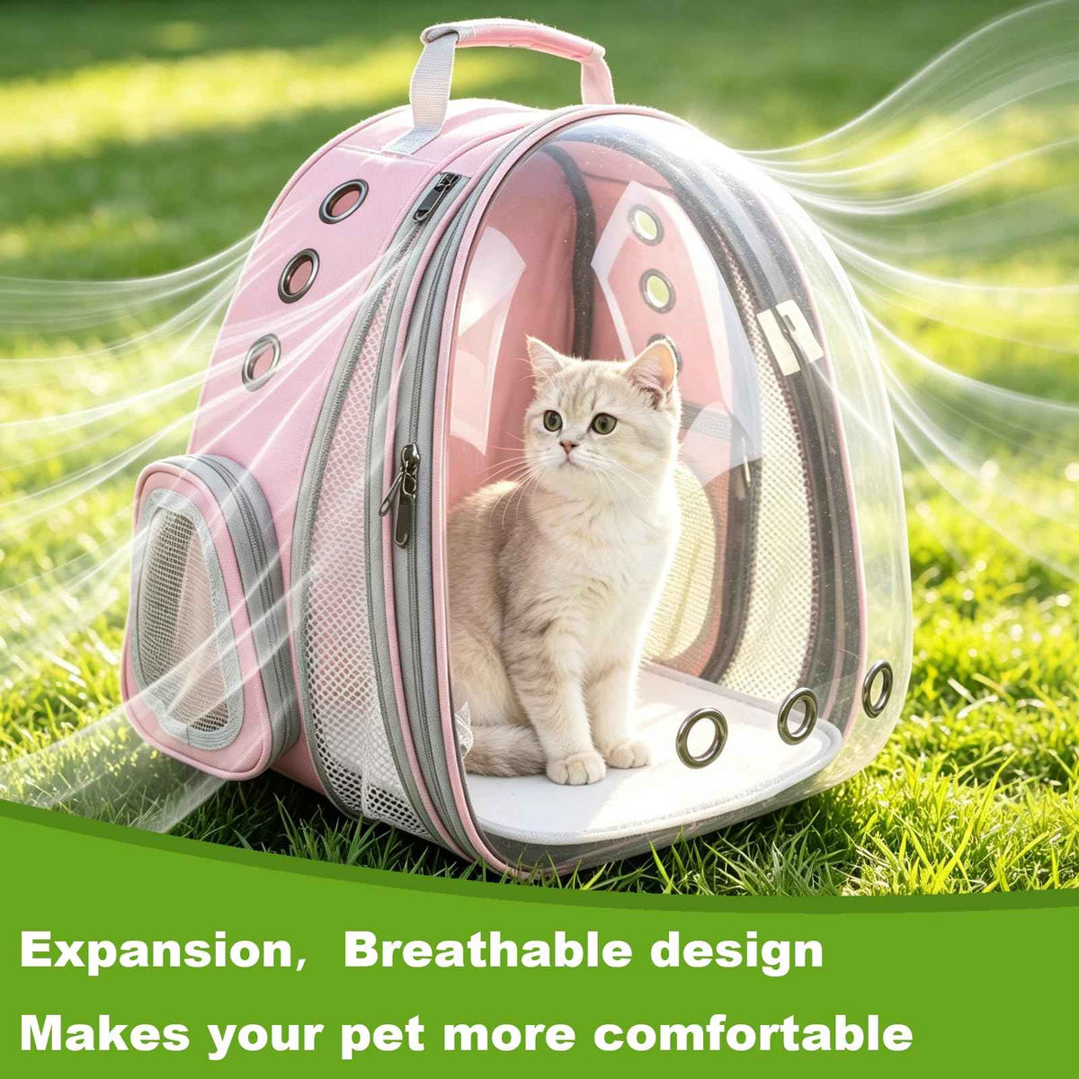 Expandable Pet Backpack 14"×15"×16.5" Cats Dogs Carrier Bag (Pink / 14.0"L x 15.0"W x 16.5"H)