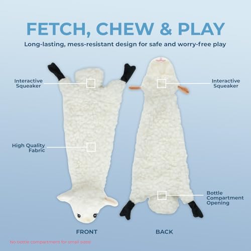 2-in-1 Stuffless Squeaky Dog Toy - zSheep, Cow, Large (Multicolor/Sheep & Cow / Large)
