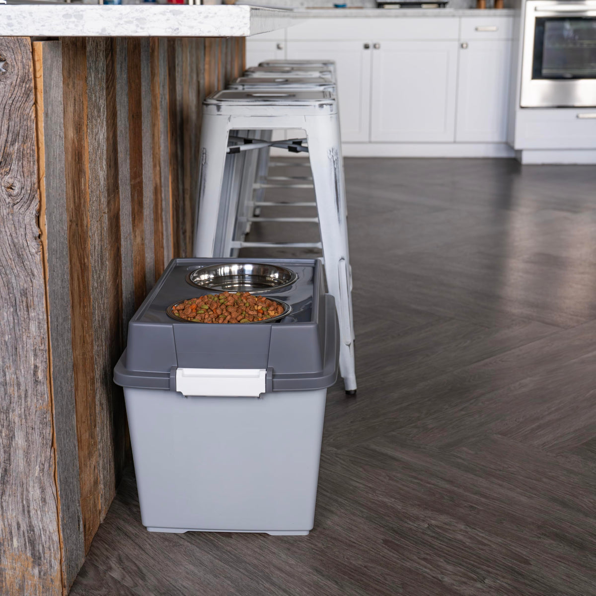 Elevated Dog Bowls 15" H (Large - 15"H w/ 2 Bowls / Dark Gray)