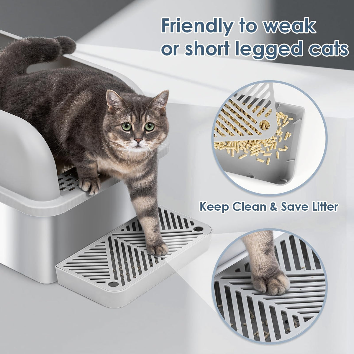 2 Pack 8" Deep Enclosed Stainless Steel Litter Box for Multi (2PK Light Grey / X-Large)