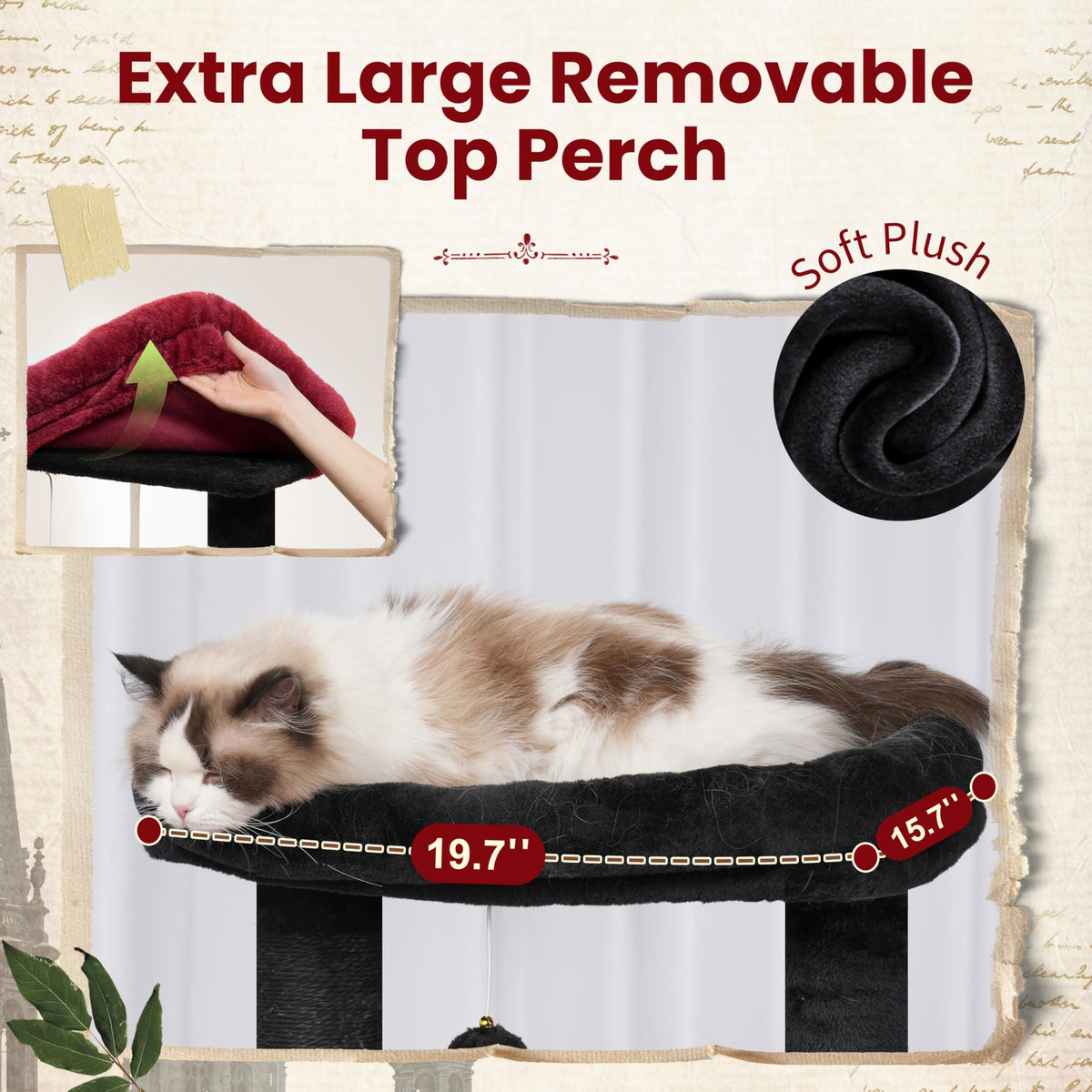 Cat Tree 63'' Cat Tower for Large Cats (63 inch / Black and red)