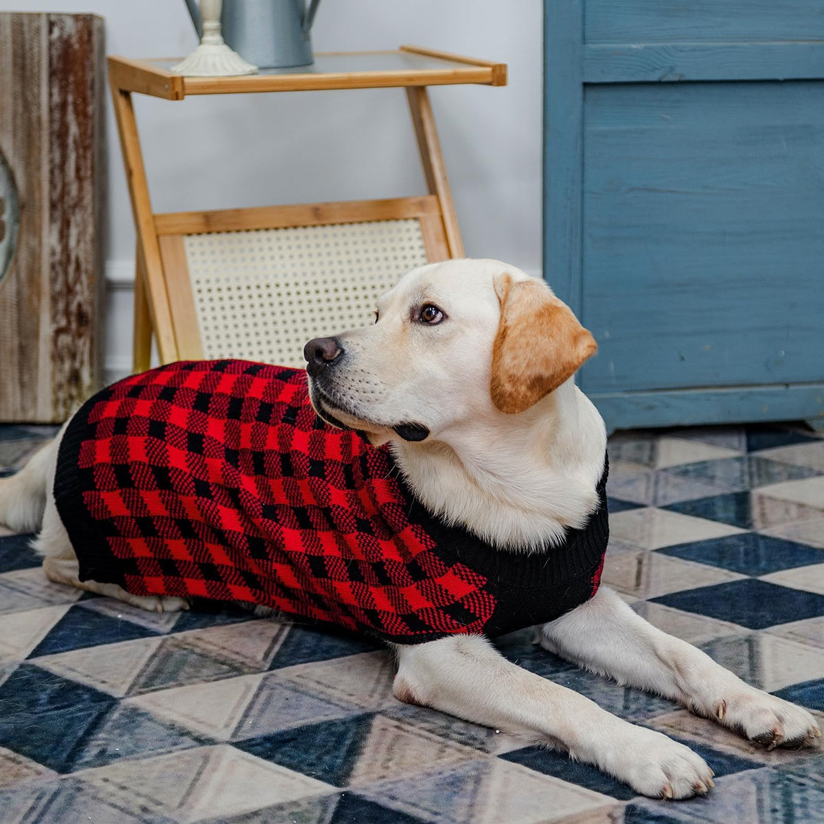 Dog Sweaters for Large Medium Small Dogs (XL - Chest 30", Back 24" / Red&Black)