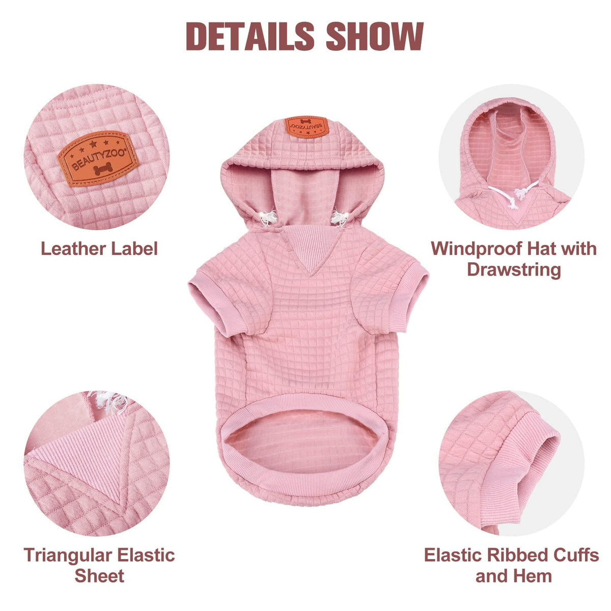 Dog Hoodies Sweater for Small Dogs (Pink / XS (Back: 10",Chest: 14", Neck: 8.7"))