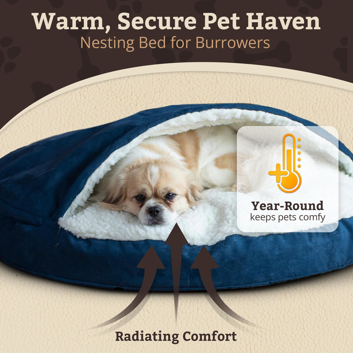 Cozy Cave Dog Bed (35.0"L x 35.0"W x 8.0"Th / Sapphire)