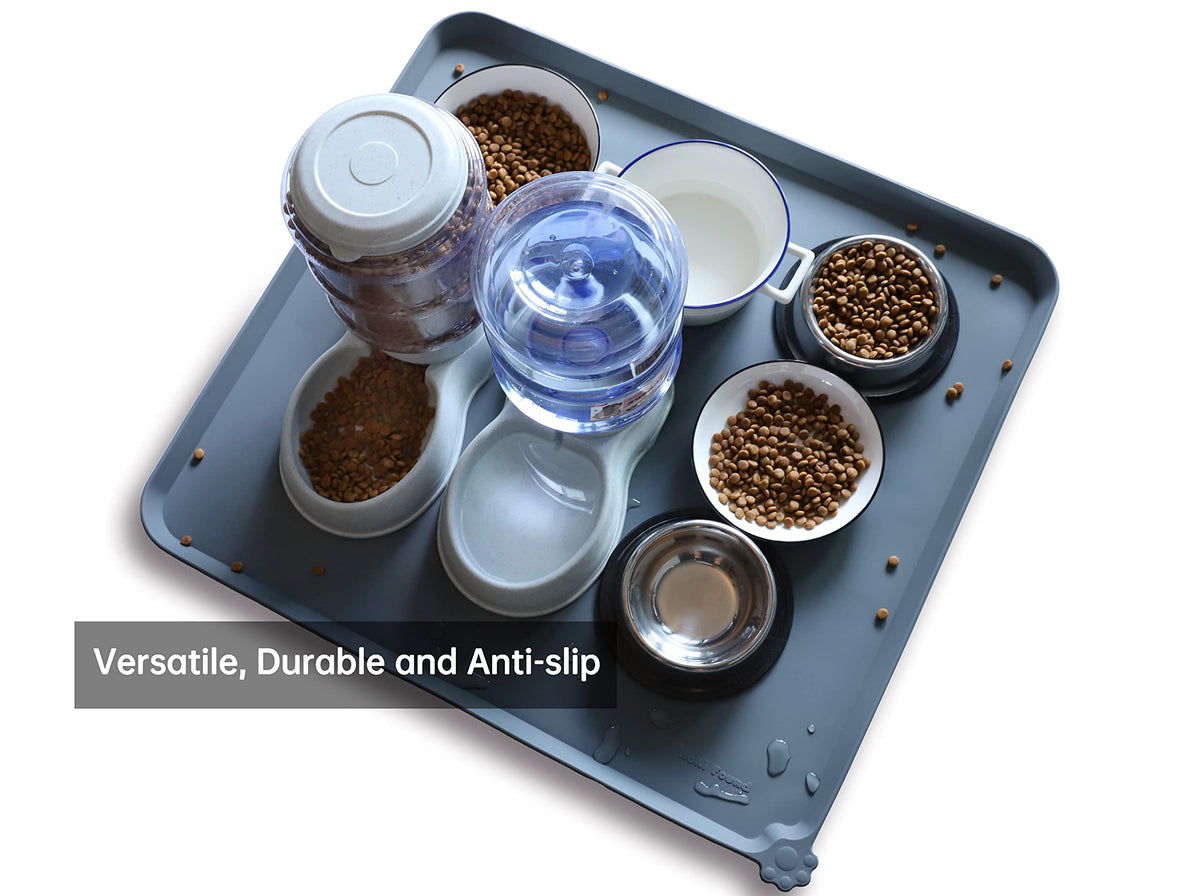 XX Large Silicone Pet Feeding Mats (28"L x 26"W / Gray)