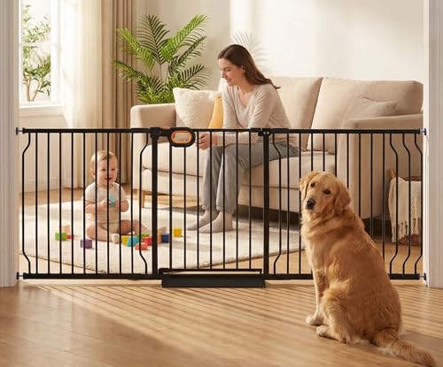 76.4 85.5 Inch Extra Wide Baby Gate Pressure Mounted for Stairs Doorways