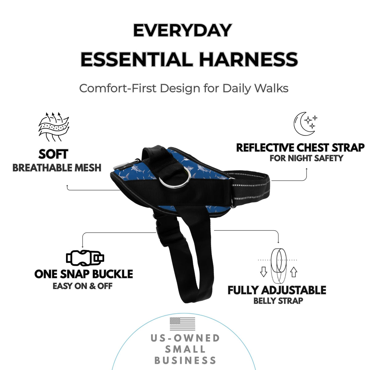 Essential Dog Harness (White Sharks / L)