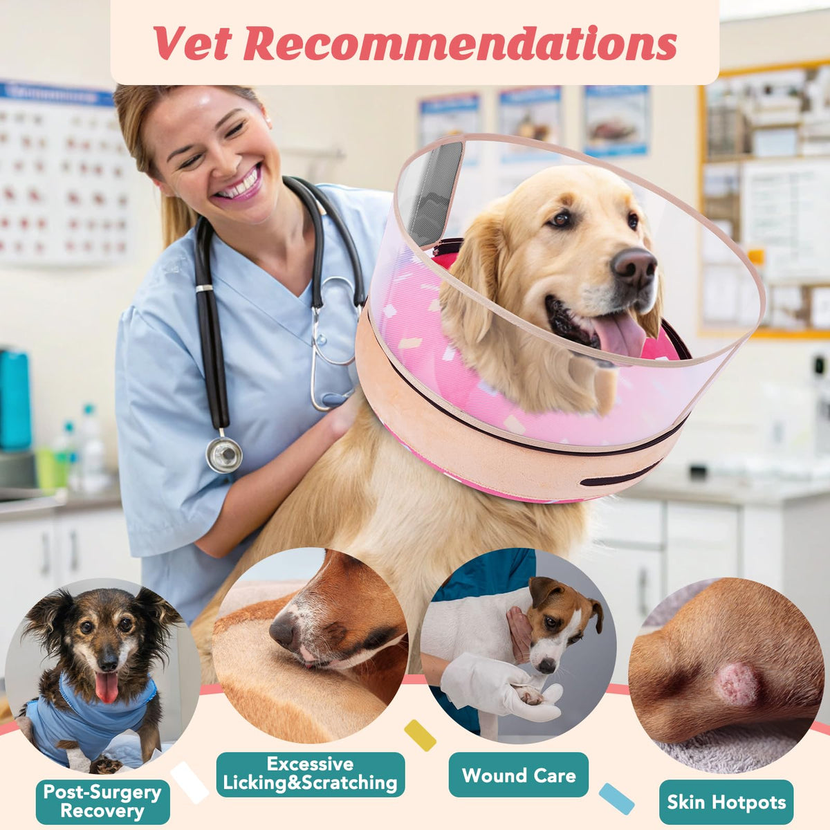 Inflatable Dog Cone with Anti (M+ (Neck: 11"-14"))