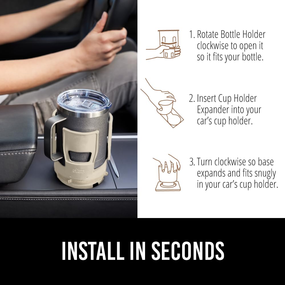 Patent Pending Adjustable Car Cup Holder Expander (Tan)