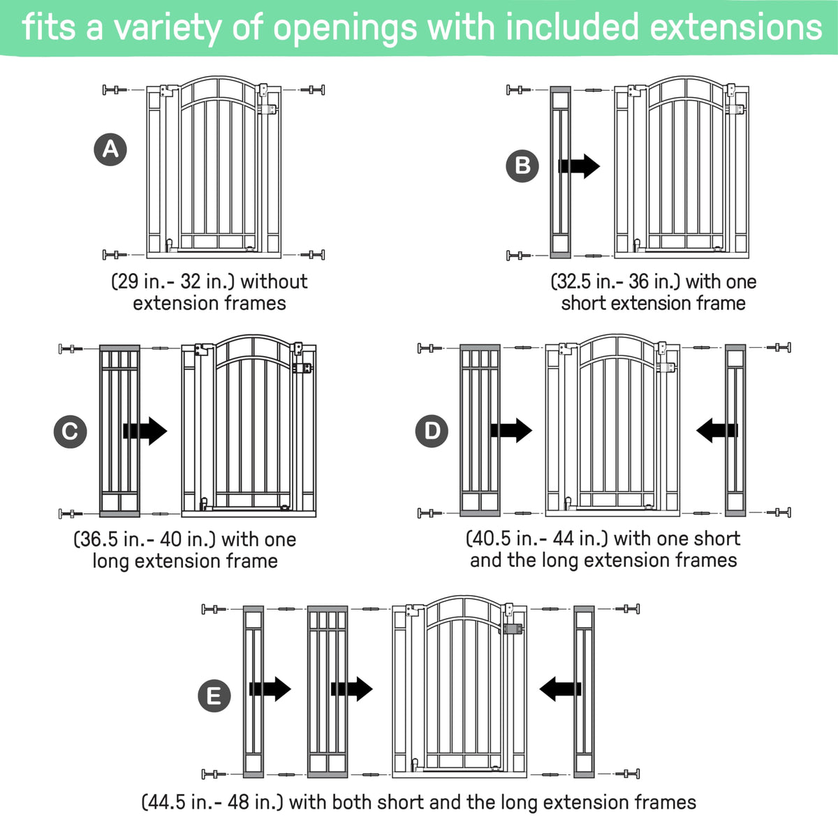 Decorative Extra Tall Baby Gate & Dog Gate (White / 28.5"-48" W x 36" H)