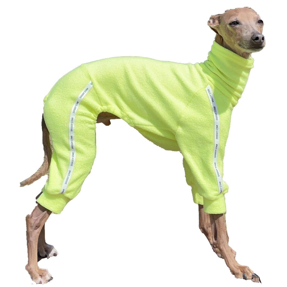 D Doggy Star Italian Greyhound Clothes Stretchy Towel Sports Onesie Outfit Whippet for Dog Coat (XL / Towel Neon Yellow)