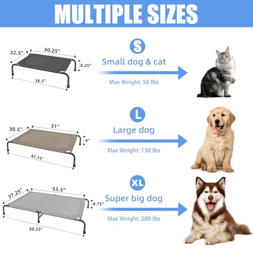 Raised Dog Bed for Small Dogs (36.5"L x 22.5"W x 8.25"Th / Black)