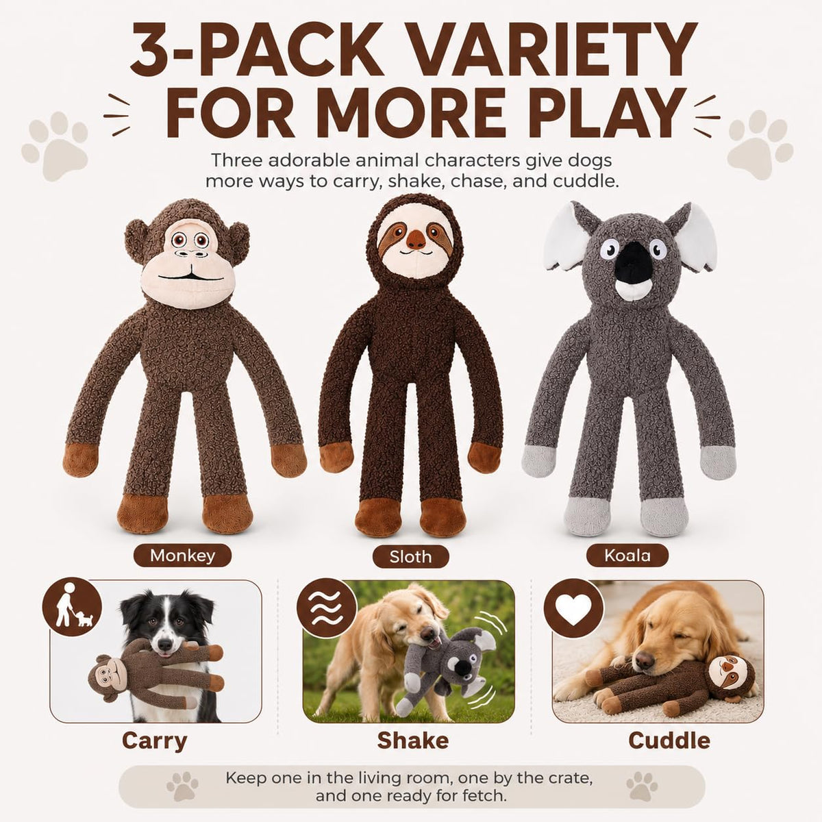 No Stuffing Dog Toys (monkey)