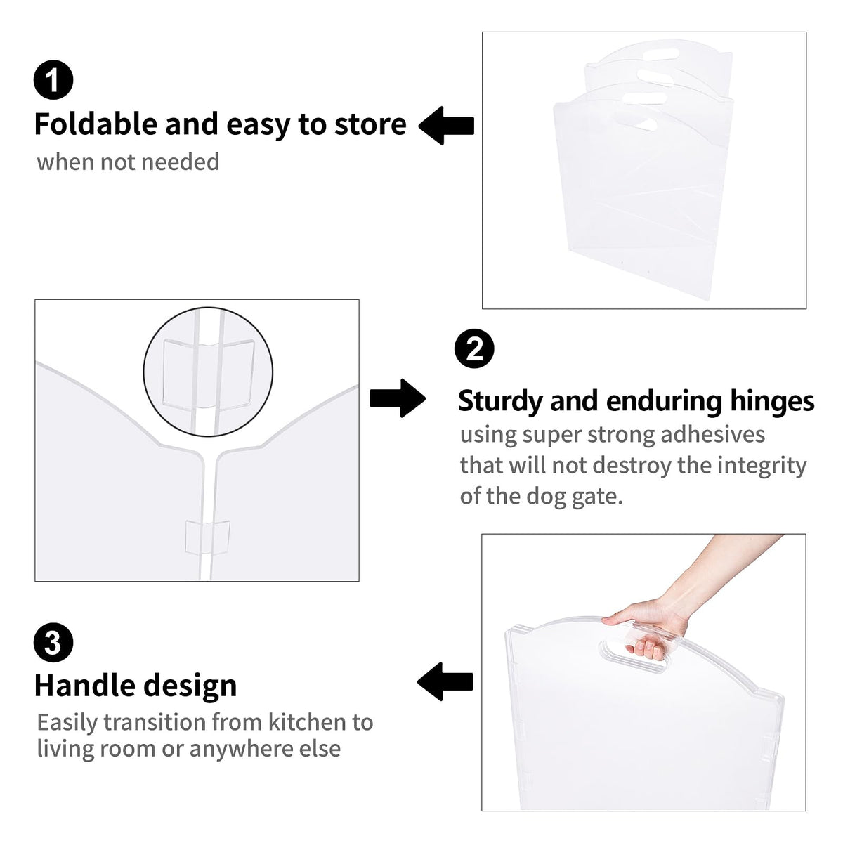 Clear Acrylic Freestanding Dog Gates for the House (4 Panel - 80''W x 24''H)