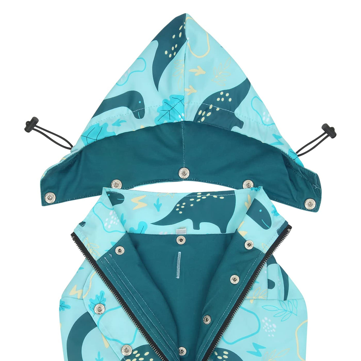 Premium 2 Layer Zip Dog Raincoat Poncho w (Small / Dinosaurs)