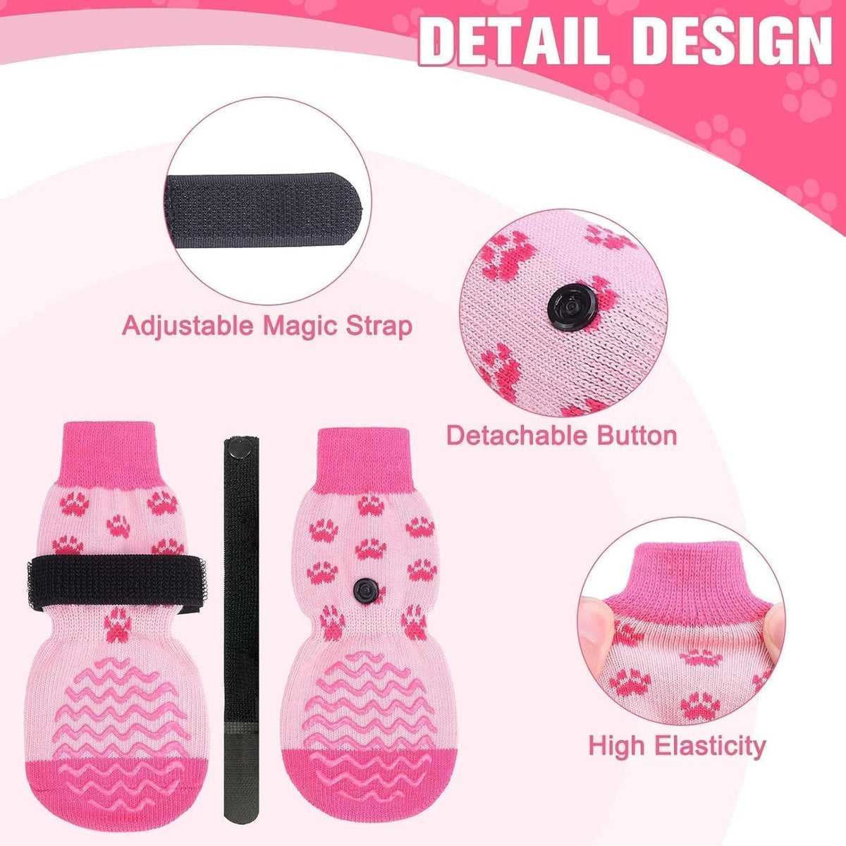 Anti Slip Dog Socks to Prevent Licking Paws for Hot Pavement (Pink / XX-Large)