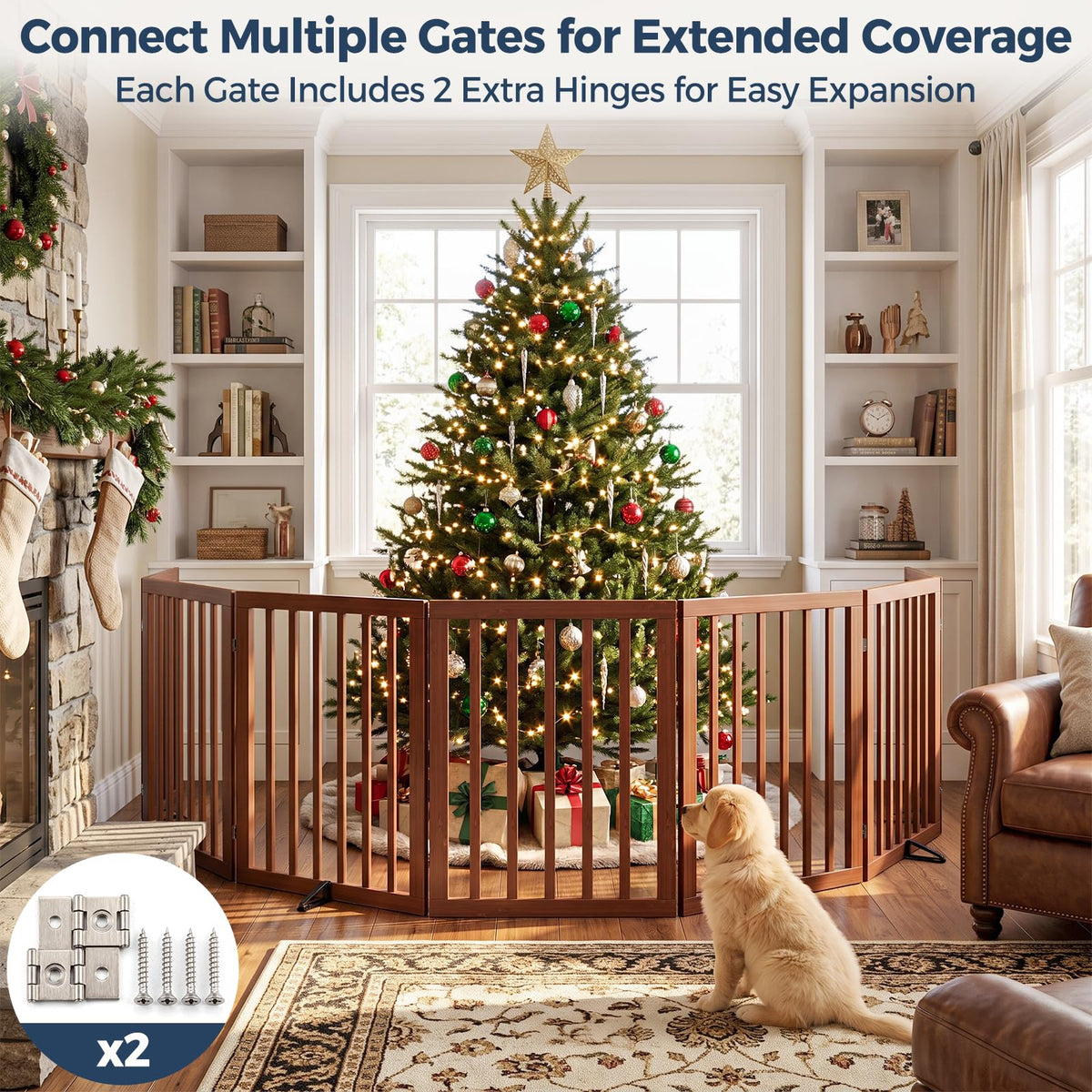 Dog Gate Indoor (Walnut / 56"Wx24"H, 3-Panel)