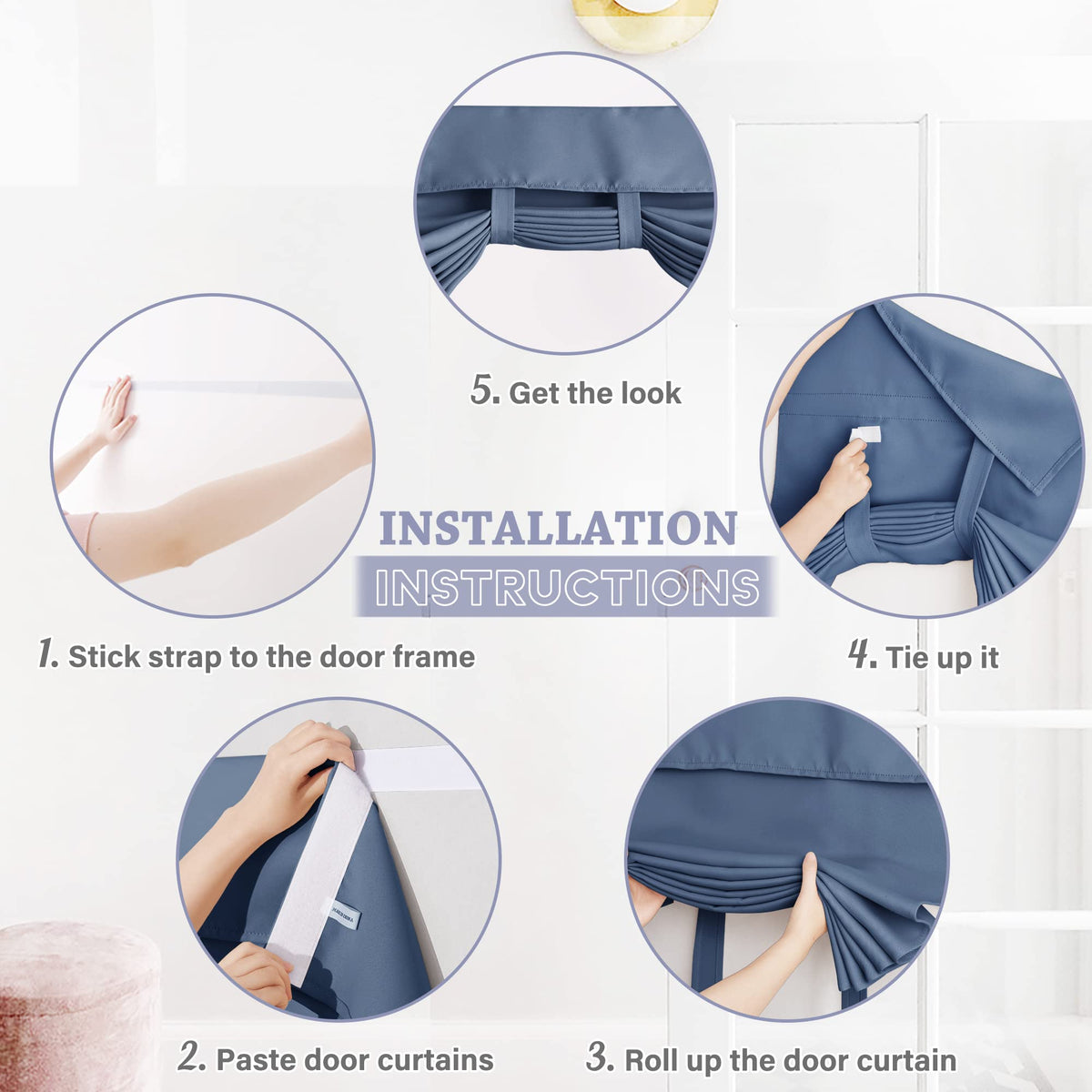Blackout French Door Curtain (Stone Blue / 26"W x 69"L (Pack of 1))