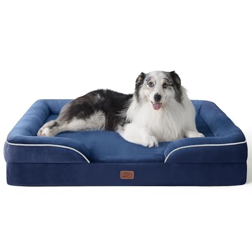 Orthopedic Dog Bed for Extra Large Dogs (Blue Navy / 42"l X 32"w X 6.5"th)