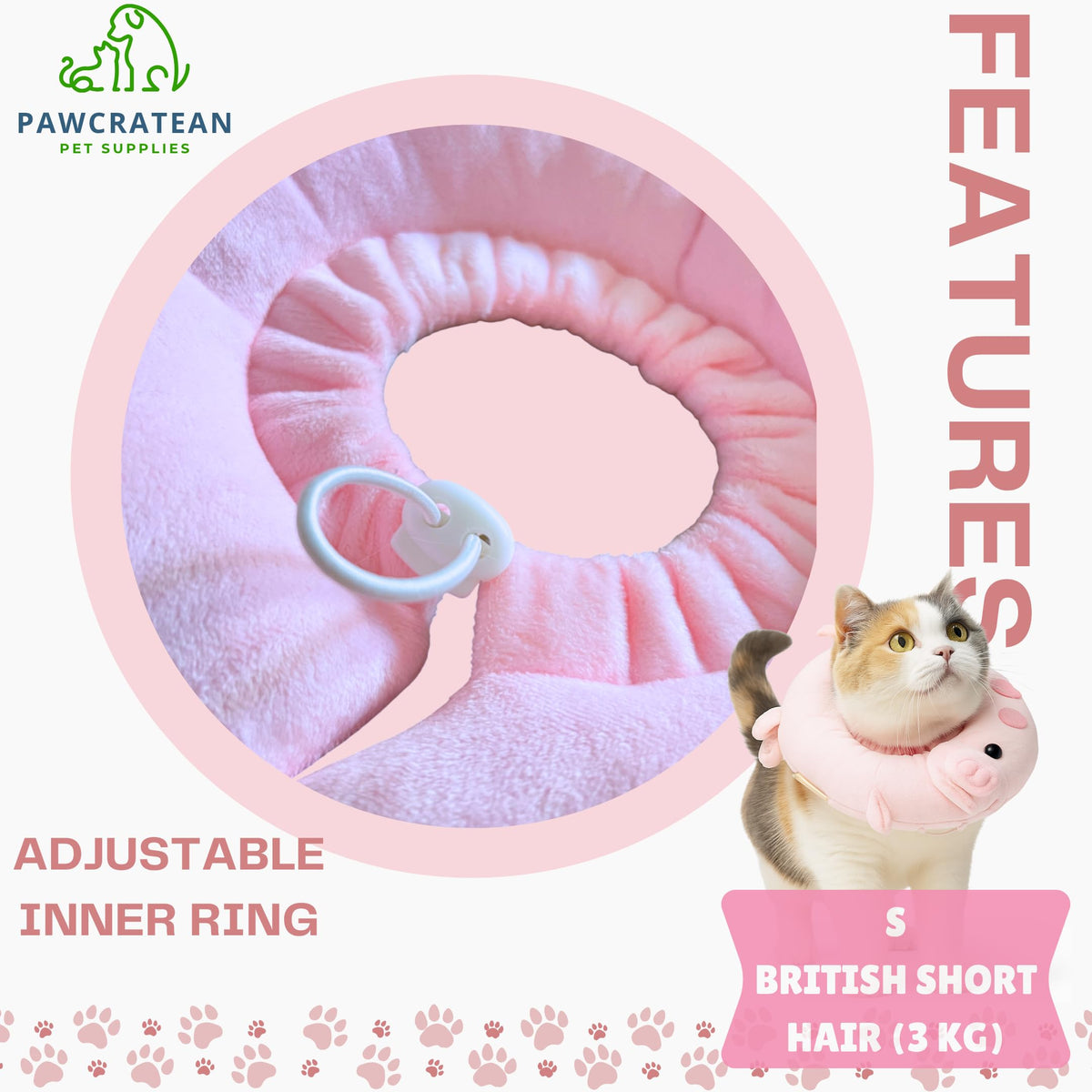 Adjustable Comfy Flower Style Elizabeth Collar for Cats Puppies Soft Recovery Cone Pet Protective Neck Collar (Pink Pig (Open Ring) / Medium)