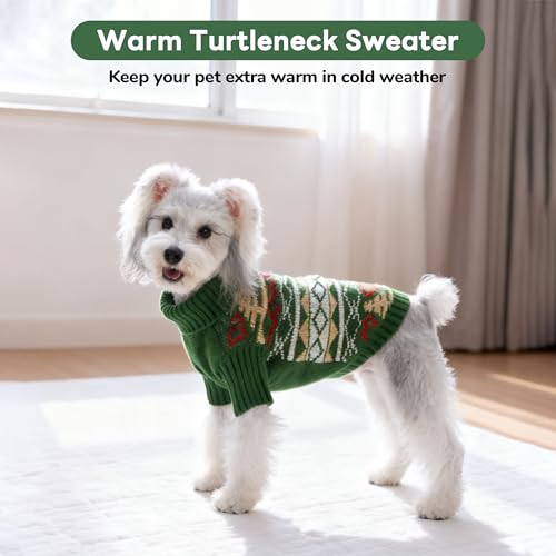 Ugly Christmas Dog Sweater with Leash Hole (X-Small / Green)