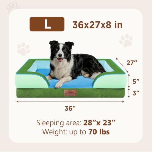 Orthopedic Dog Beds for Large Sized Dog with Bolster (36.0"L x 27.0"W x 8.0"Th / Boston)