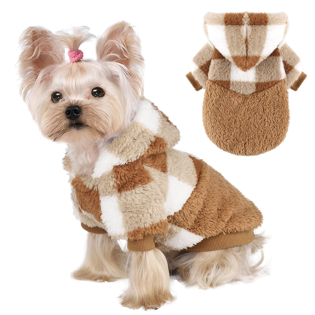 Dog Sweaters for Small Dogs (Small (Chest 14.6 in) / Brown plaid)