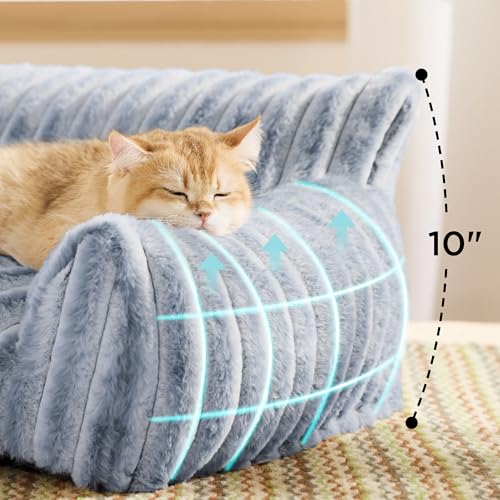 ComfyFleece® Shown on TV Fluffy Cat Couch for Pets (24x18x10" / Blue Indigo)