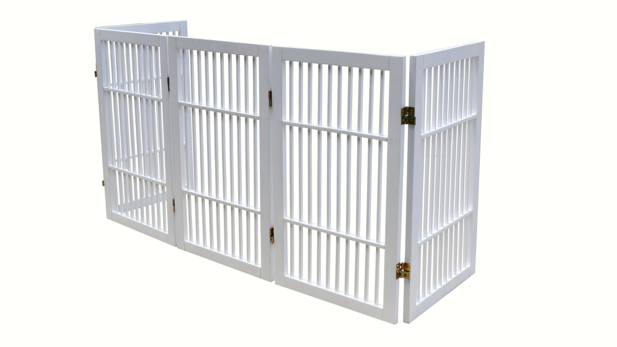 Pet Dog Gate Freestanding (5 Panel 30" Tall / White Pet Gate)