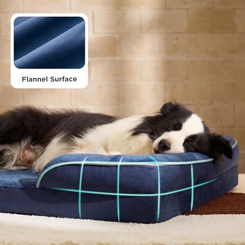Orthopedic Dog Bed for Extra Large Dogs (Blue Navy / 42"l X 32"w X 6.5"th)