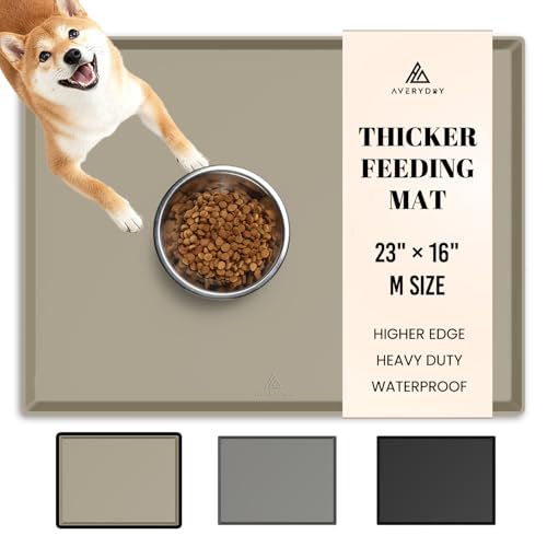 23x16 Waterproof Silicone Dog Food Mat (Sand Beige / 23" x 16")
