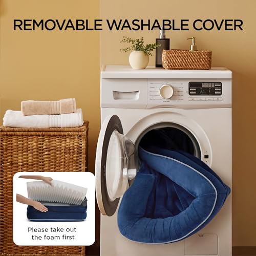 Orthopedic Dog Beds Large Sized Dog Washable Original Design (Blue Navy / 35"l X 25"w X 6.5"th)