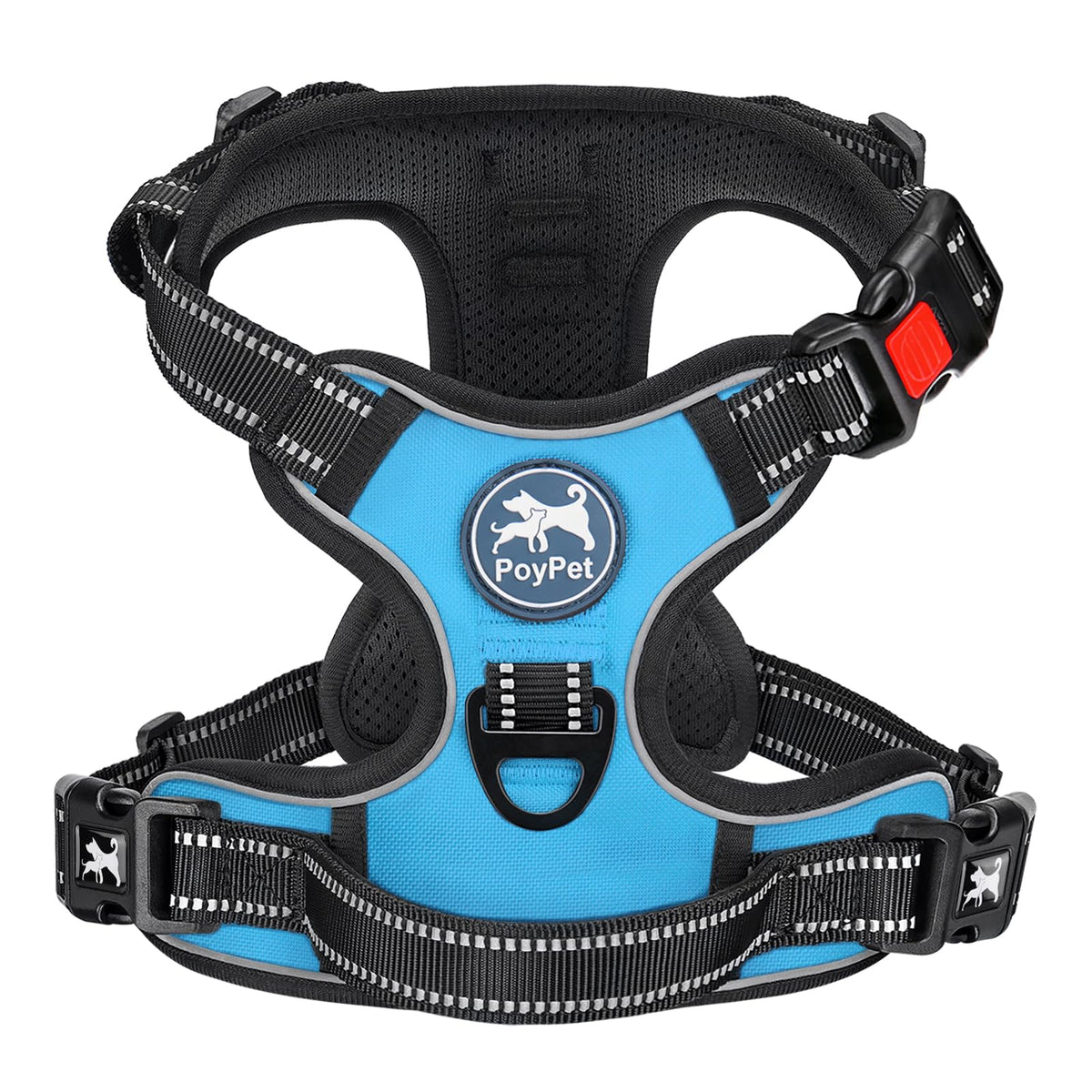 No Pull Dog Harness Medium with Front Clip & Neck Release Buckle (Medium / Blue)
