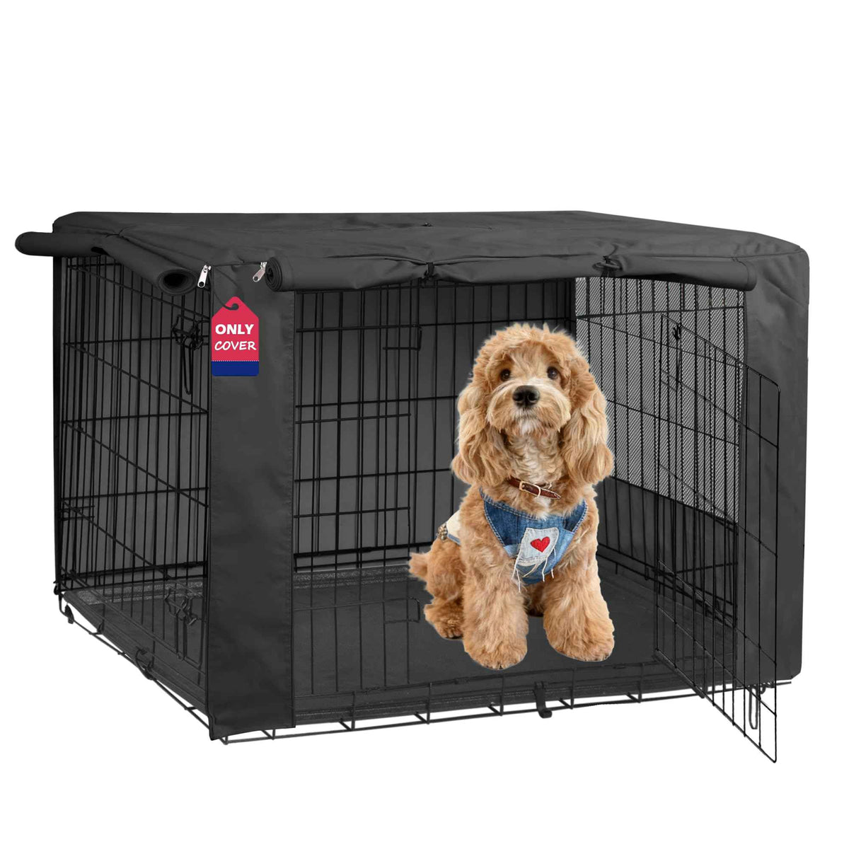 36 Inch Dog Crate Cover with Mesh (36.0"L x 23.0"W x 25.0"H / Black)