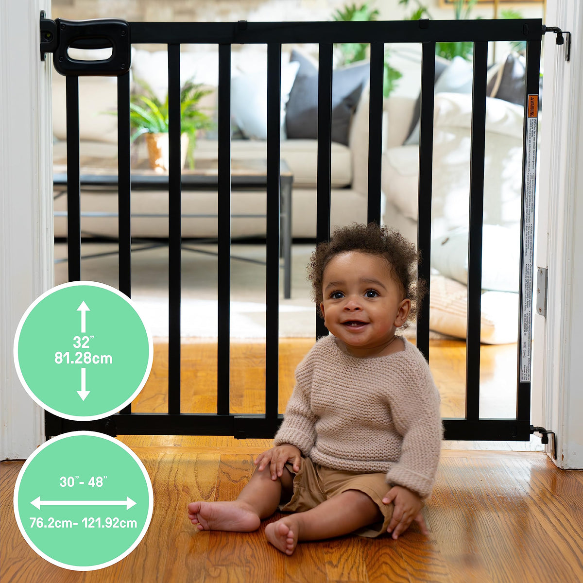Summer Infant Deluxe Stairway Simple to Secure Safety Pet and Baby Gate (Black Wood)