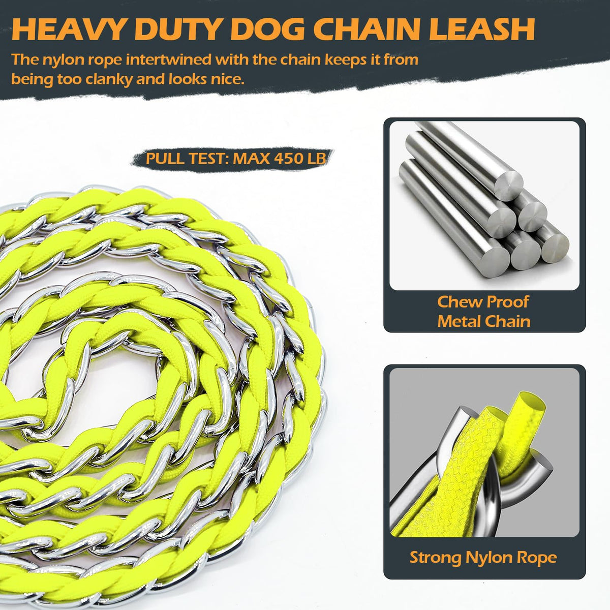 Chain Dog Leash (Yellow / 4FT(30-80lb))