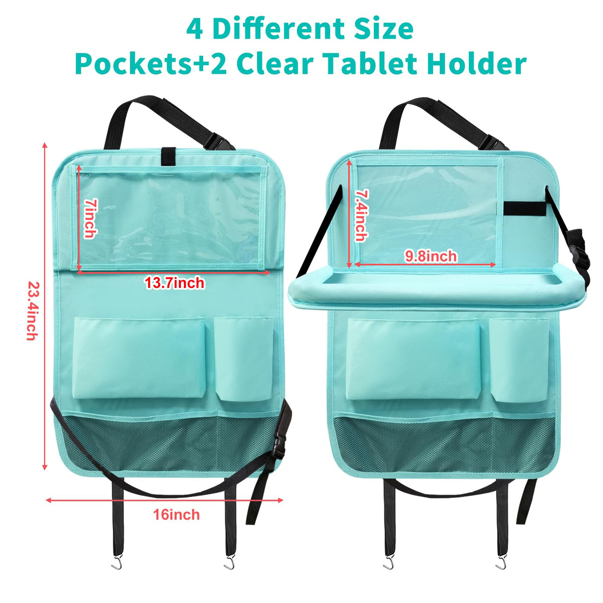 Backseat Car Organizer with Tablet Holder (2Pack / Blue)