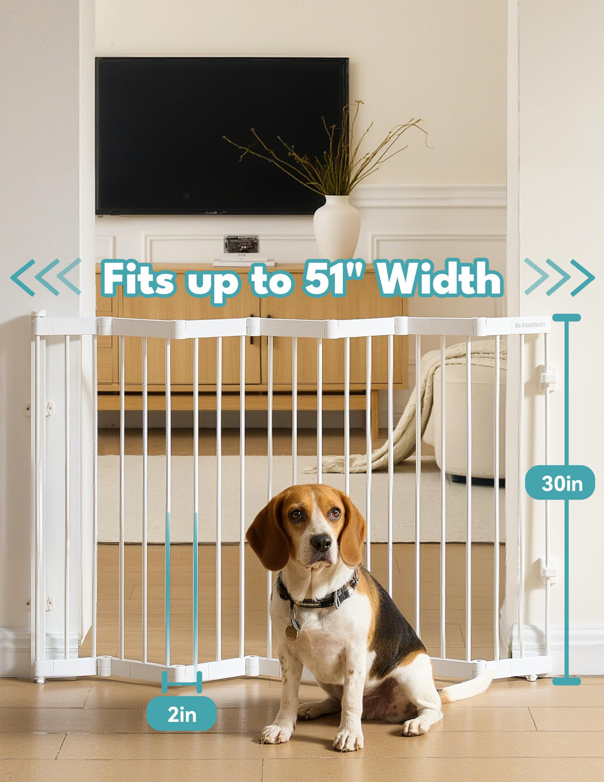 Retractable Safety Gate (White / 51" Wide, 30" Tall)