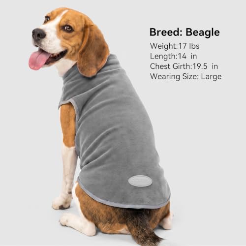 2 Pack Fleece Dog Sweater Pullover Lightweight Reflective Jacket (Large / Solid Navy & Grey)