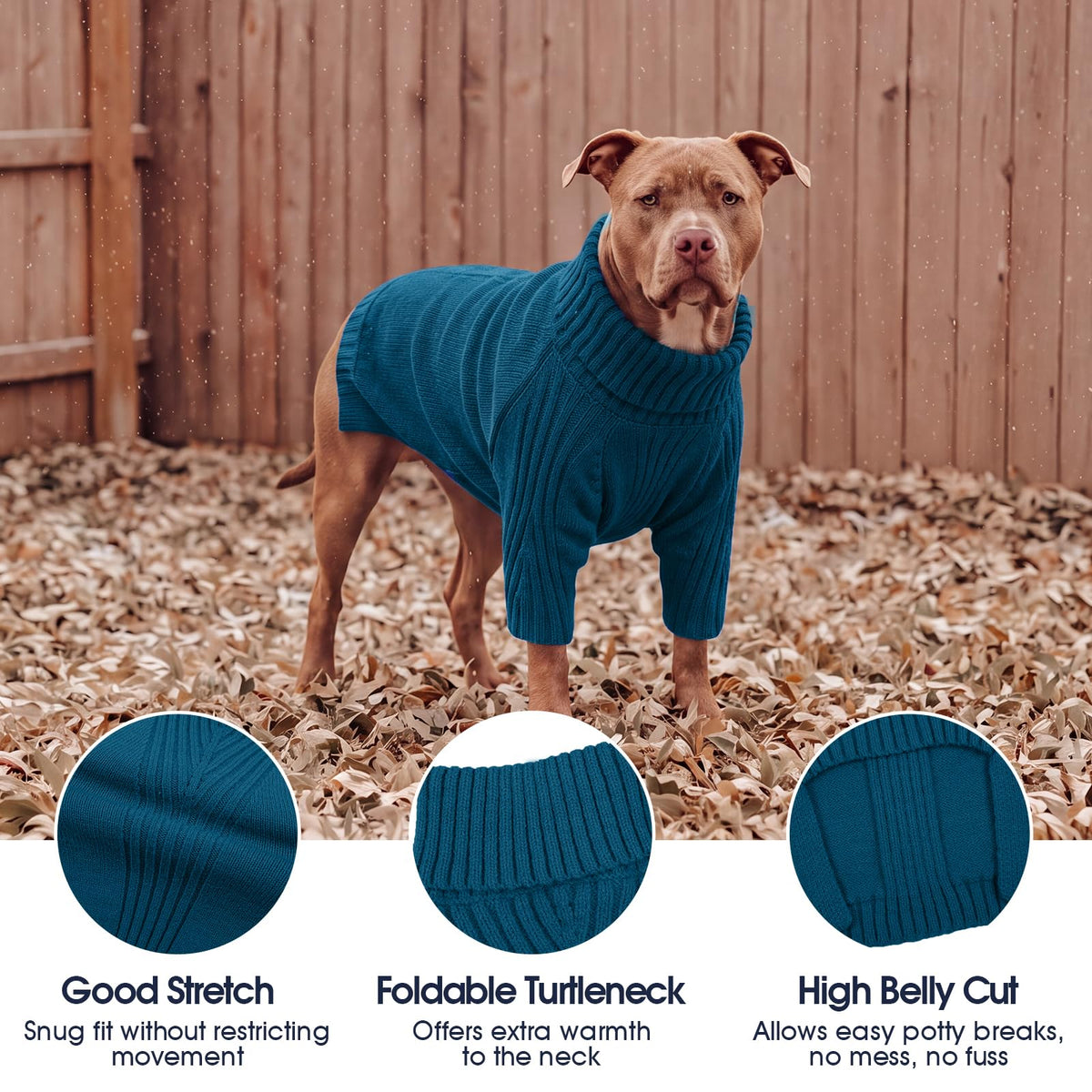Turtleneck Dog Sweater (Peacock Blue / Medium)