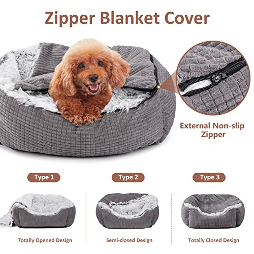 Dog Beds for Small Dogs with Blanket Attached (20.0"L x 19.0"W x 6.0"Th)