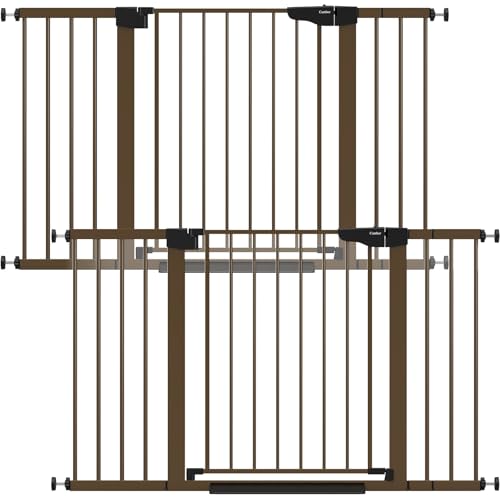 2-Pack 29.7-51.5 in Extra Wide Baby Gate for Stairs, Dog Gate Brown (Brown / 29.7-51.5"W x 30.5"H (2 Pack ))