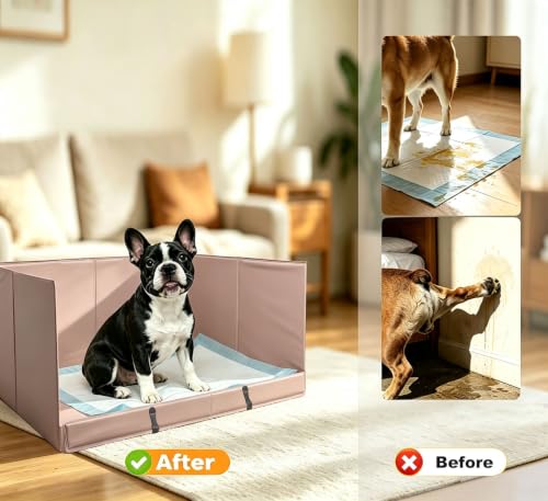 Dog Litter Box with High Walls (Warm gray / M-36''Lx23.6''Wx16''H)