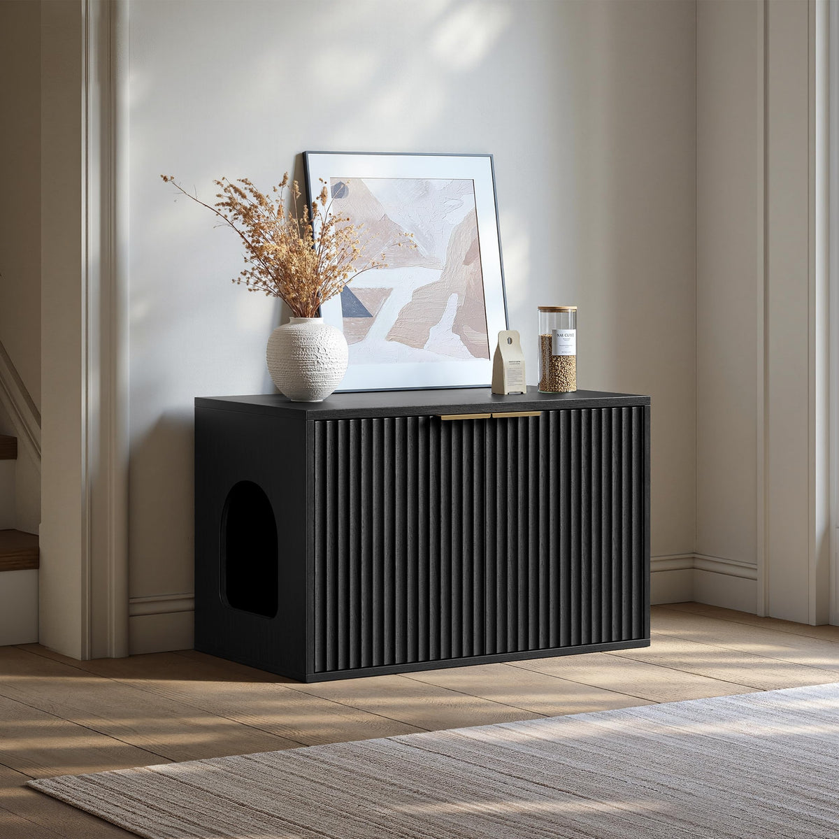 31.5" Cat Litter Box Enclosure Furniture (Black)